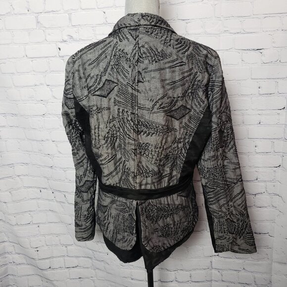 Vassalli Made in Italy designer Jacket Blazer size 14 Black Gray Herringbone - Picture 6 of 11